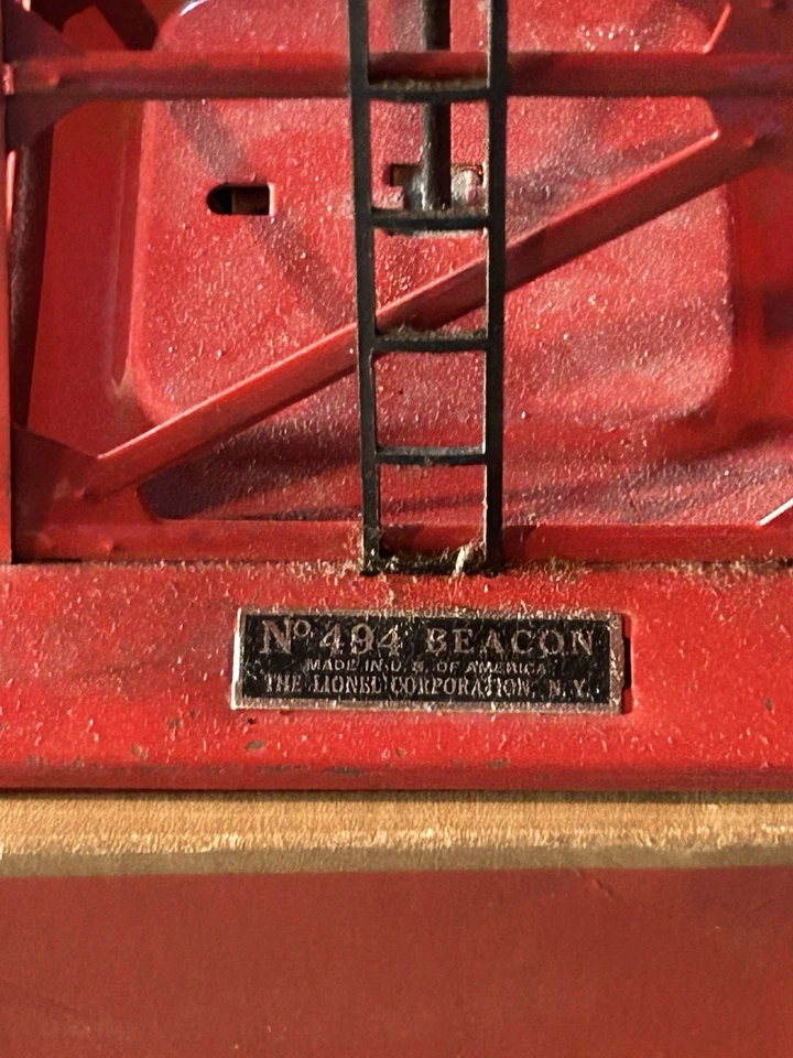 Lionel No 394 Вращающийся маяк башня красный с зеленый объектив и коробка 1950-х O калибра - Изображение 3 из 3