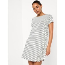 Old Navy Black & White Short Sleeve Ribbed Mini Swing Dress Size Small Womens S