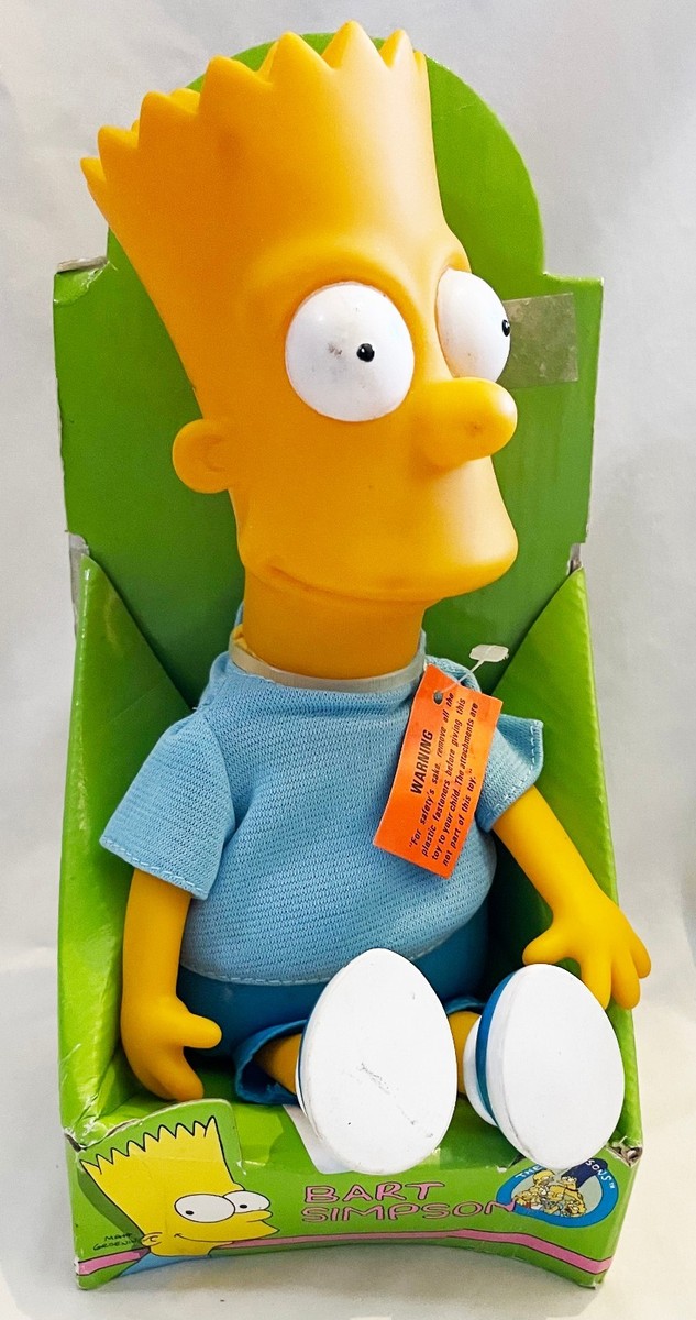 VTG The Simpsons Bart Plush Doll 1990 Plastic Head IN BOX Blue
