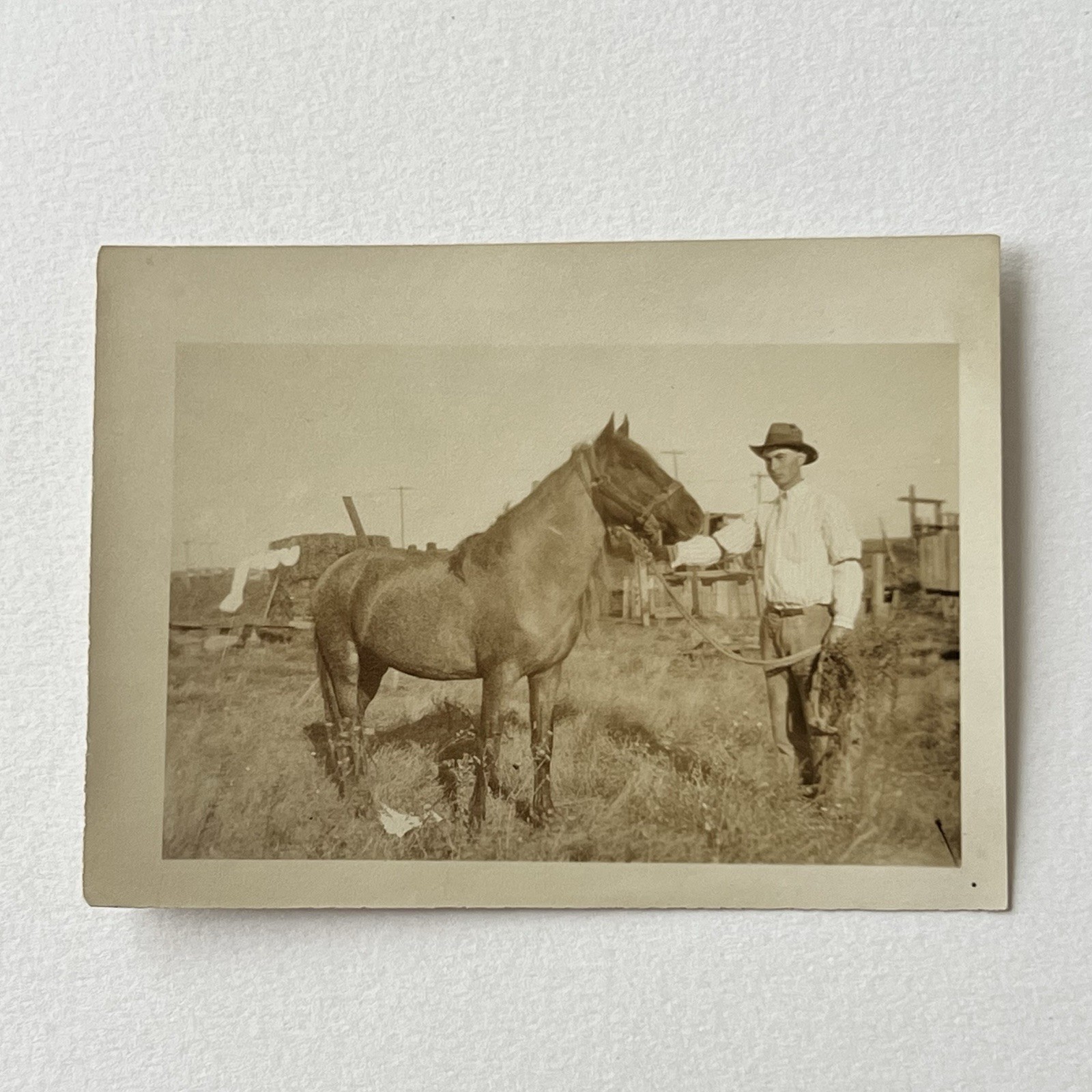 Vintage Snapshot Photograph Handsome Young Man Horse Cowboy Wild West ...