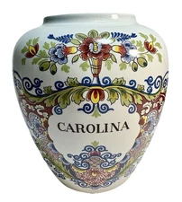 Royal Goedewaagen Delft Rare Carolina Tobacco Vase/Jar. No Damage No Lid VTG