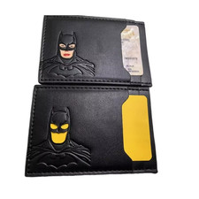 Bat ID Wallet Slim Leather Card Holder Case Wallet with Super Hero Mask Gift for