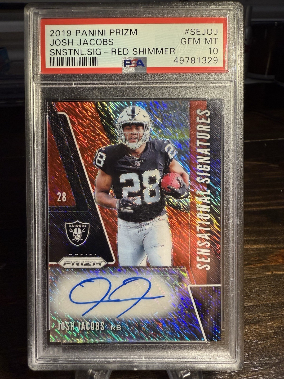 Josh Jacobs Panini Prizm Sensational Signatures #SEJOJ Red Shimmer