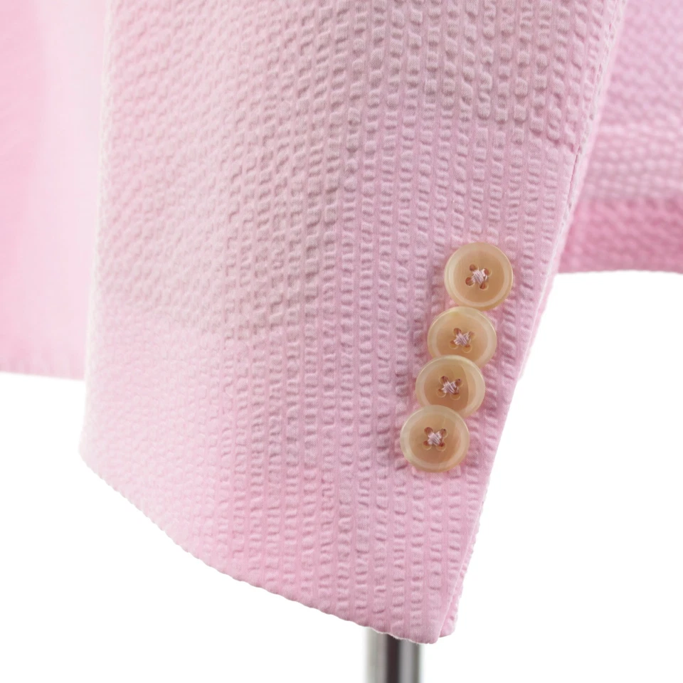 Sartoria Partenopea NWT Cotton Sport Coat Size 58R (48R US) In Pink Seersucker - Image 4 of 4