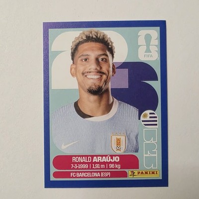 2026 Panini World Cup Sticker BLUE Parallel Ronald Araujo #URU 4 Uruguay