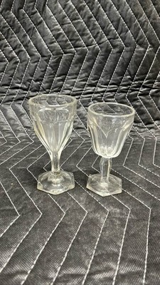 Heisey Colonial Clear Panel Wine Cordial Hexagon Base 2