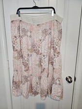 WallFlower Plus Size 3X Maxi Skirt Boho Tiered Paisley Floral Pink Cream Elastic