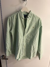 Vintage 90s Ralph Lauren Boys Green Striped Oxford Button Down Shirt Size L 16/