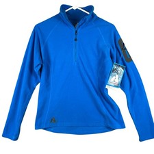 Eddie Bauer First Ascent Women Blue Cloud Layer 1/4 Zip Fleece Pullover Medium
