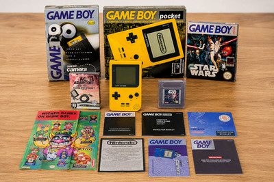 Nintendo Game Boy Pocket Gelb CIB Sammler Bundle + Game Boy Kamera + Star Wa