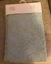 M&S Brand New Handcrafted Design Bath Mat. Pure Cotton. Soft Green. 50 x 80 cm.