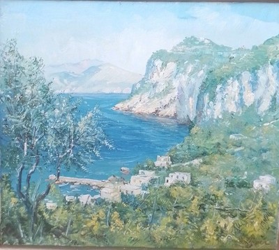Theodor Hagen Ölgemälde Capri Sorrent  Meer Mittelmeer Weimar Düsseldorf 