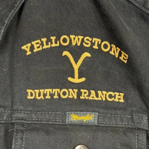 WRANGLER x YELLOWSTONE Denim Trucker Jacket Mens M Black Western Cowboy Rancher image 3