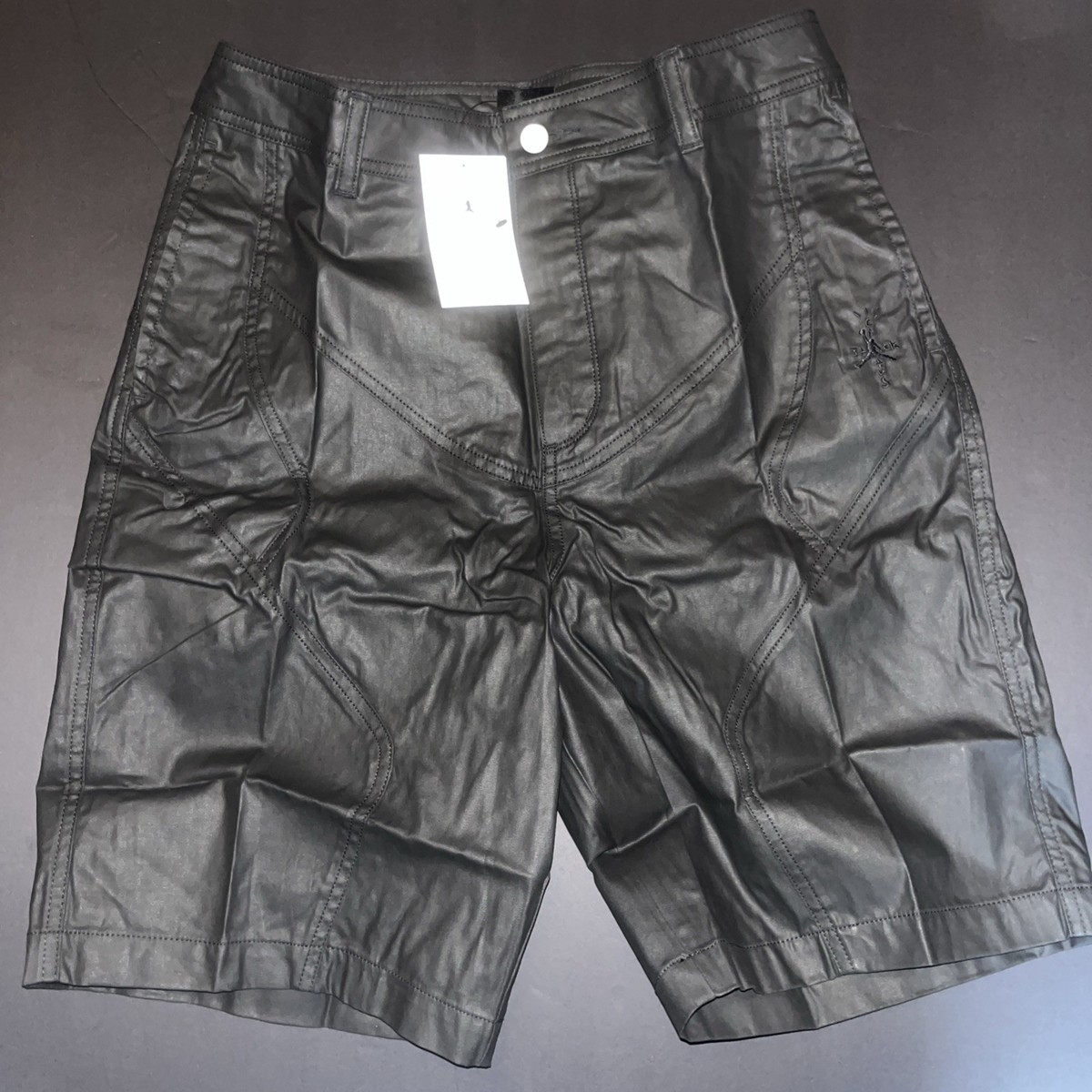Jordan x Cactus Jack Waxed Shorts Standard Fit Sz 34 Bk #DZ5477