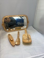 Vintage Celluloid Shoe Boot Cuticle Toll Tray Brush art deco orange peach Vanity