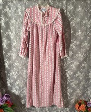 Vintage 80s Flannel Nightgown Size Large 1980s Retro Granny Prairie Cottage Maxi