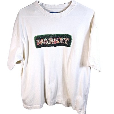 MARKET Men's Hedges T-Shirt Size Large Ecru Off-White Streetwear Floral Cotton
