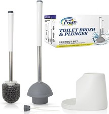 Toilet Brush and Plunr Set with Holder Caddy -Stainl Steel