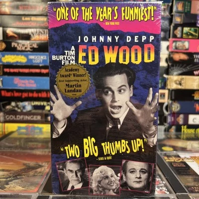 Ed Wood 1994 VHS New Johnny Depp Tim Burton Martin Landau Oscar Hype Sticker - Image 1 of 4