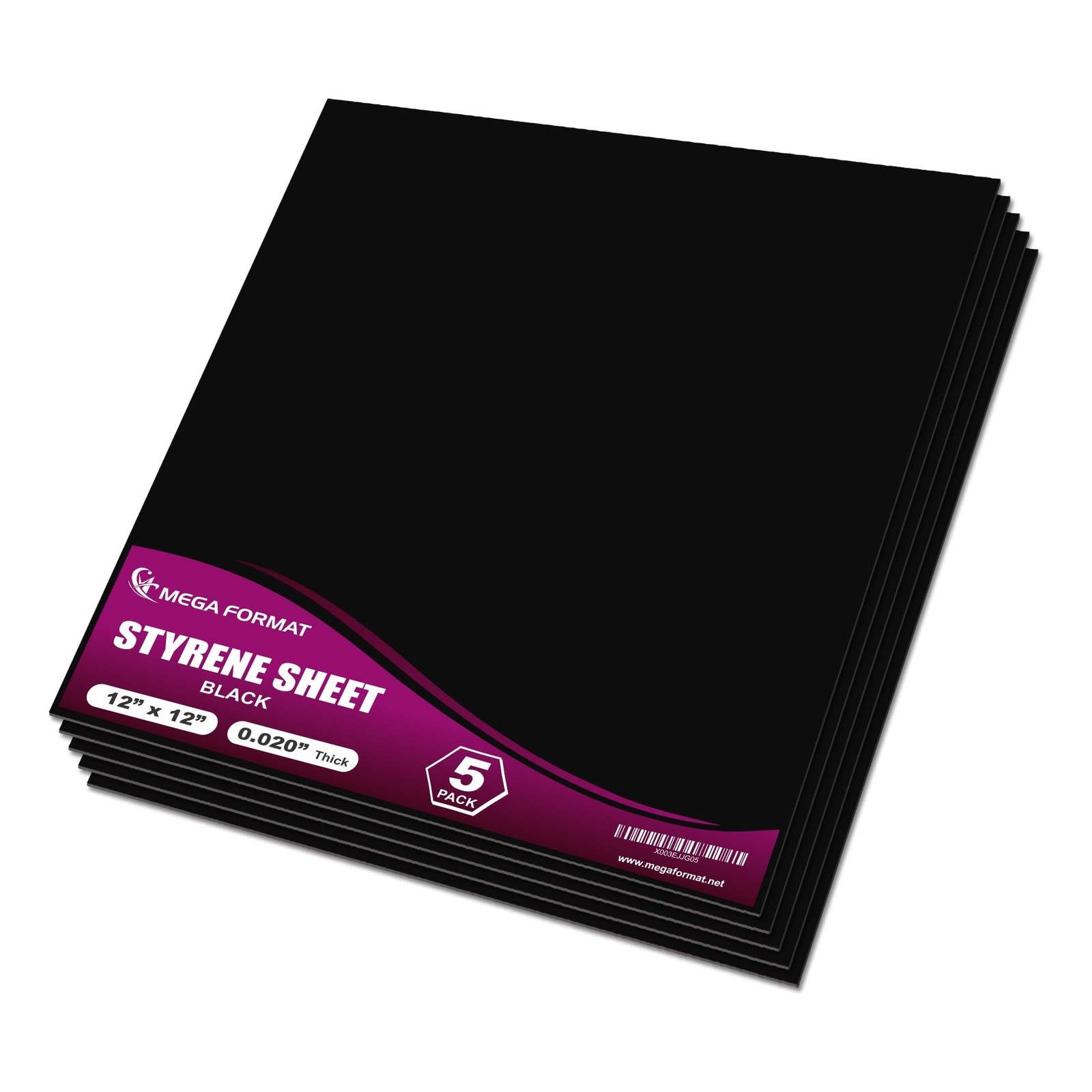Black Polystyrene Flexible Plastic Board Sheet 12" x x 12",