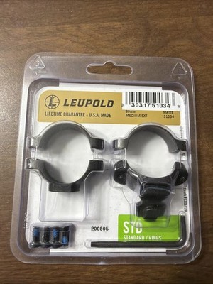 NOS DISCONTINUED Leupold STD 30mm Medium Extension Matte Black Scope Rings 51034