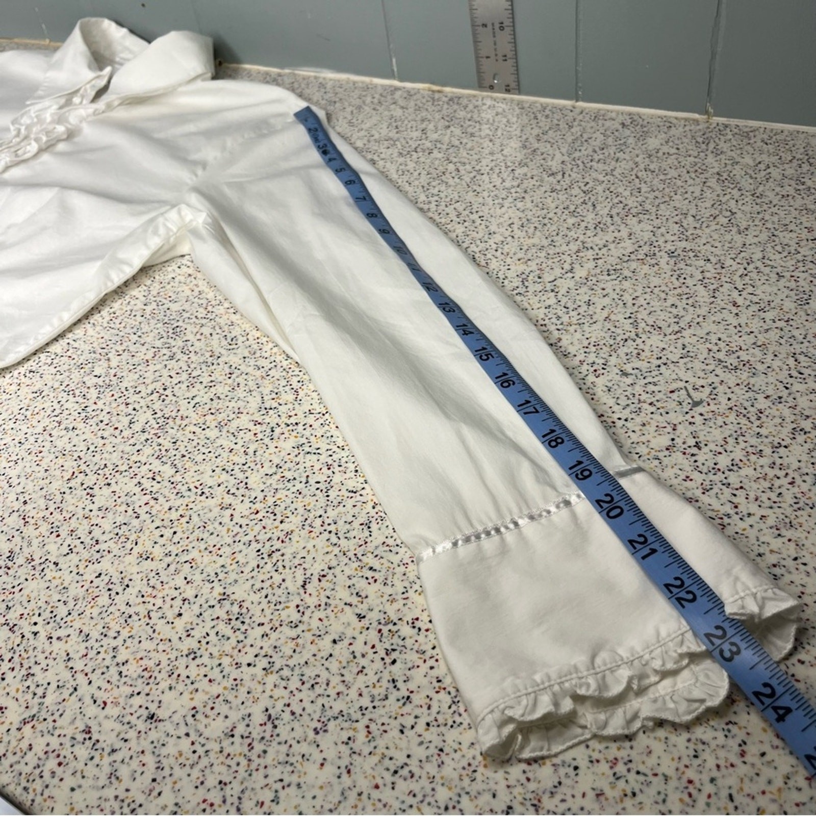 Pendleton Petites Button Down Ruffle White Long S… - image 8