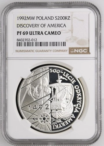1992 Poland 200000zl Discovery of America Proof Silver Coin - NGC PF69 -F106