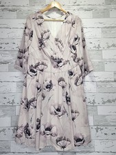 Eshakti Faux Wrap V Neck 3/4 Sleeve Pleated Dress Womens 1X 18W