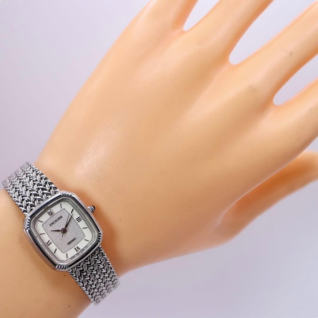 専用 SEIKO シルバー エクセリーヌ 1Pダイヤ 腕時計 1248. Seiko 1248 Women's Watch with 1P Diamond in Silver Exceline