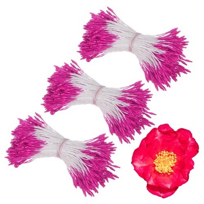 1080 Pack Double Heads Flower Stamen-1mm Flower Pistil for DIY(Rose Pink)