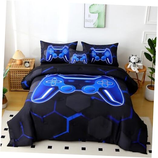 Boys Comforter Sets Twin Size Pieces Gamer Kids Bedding Set Twin