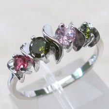 LOVELY MULTI COLOR STONE 925 STERLING SILVER RING SIZE 5-10
