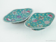 Estate Sale Handmade Collectible Qinghua Porcelain Lot of 2 Plates