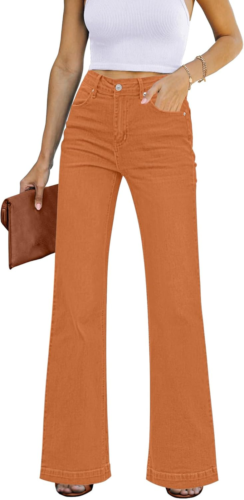 Womens Flare Jeans High Waisted Wide Leg Baggy Jean for Women Stretch Denim Pant