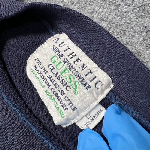 Vintage GUESS Sweatshirt Mens L Blue Sailboat Sweater Rare Georges Marciano 90's - Picture 14 of 19