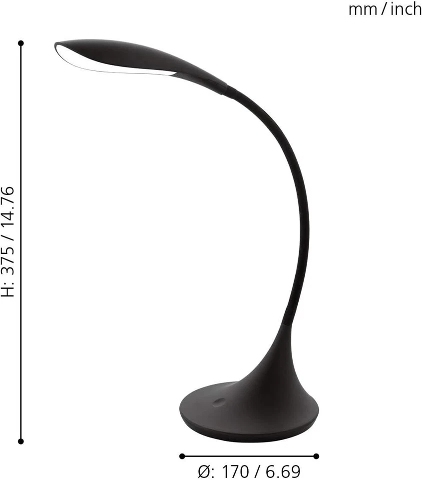 EGLO Schreibtischlampe DAMBERA Bürolampe schwarz Touch dimmbar EEK:D (Spek. A-G) - Bild 4 von 4