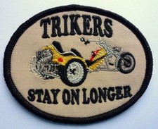 TRIKERS STAY ON LONGER - SEW ON IRON ON  BIKER MOTORCYCLE PATCH - 86mm by 70mm