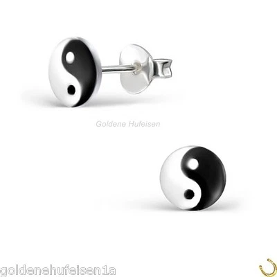 Yin Yang Ohrstecker 925 Echt Silber Ohrringe Geschenkidee Kinder Herren Damen V - Bild 1 von 2