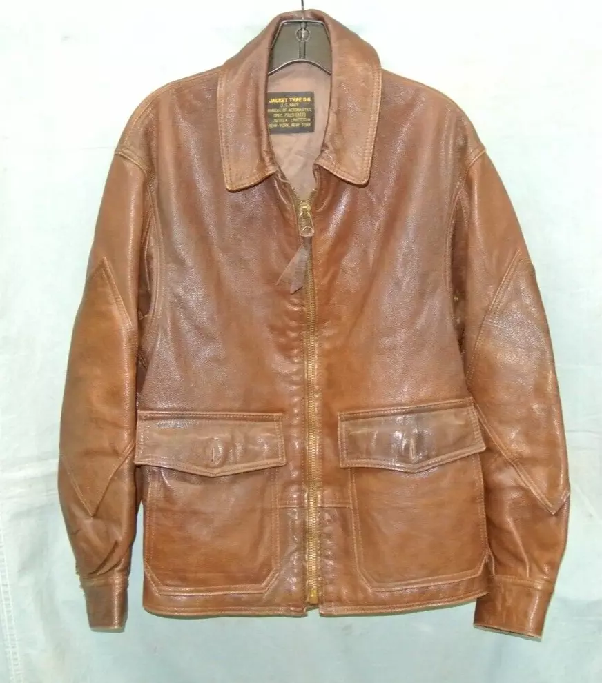 US Navy Avirex G-8 Goatskin Brown Leather Flight Jacket 40R Free Shipping