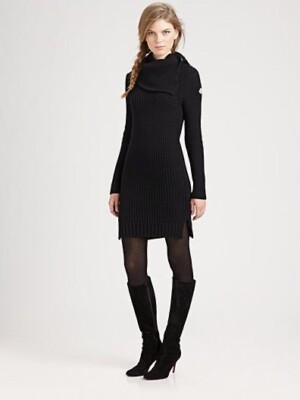 long sleeve open knit dress ruffle off the shoulder long sleeve knit dress Black / Small