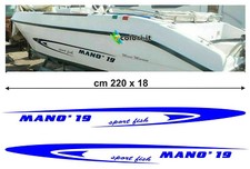 Coppia adesivi in vinile da imbarcazione nautica barca DX+SX MANO 19 sport fish