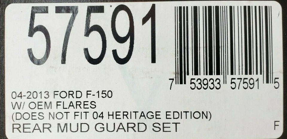57591 HUSKY LINERS MUD GUARDS FOR 2004-2014 FORD/LINCOLN 2 PC REAR BLACK Foto 3 de 4