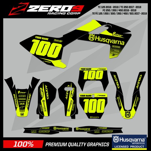 Custom MX Graphics Kit: HUSQVARNA Motocross Graphics TE FE TC FC TX FX BLK/YEL-F - Picture 2 of 8