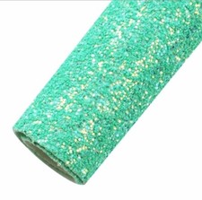 Chunky glitter FAUX LEATHER SHEET 8" x 12" Felt Back 1089691 Luxury Aqua Green