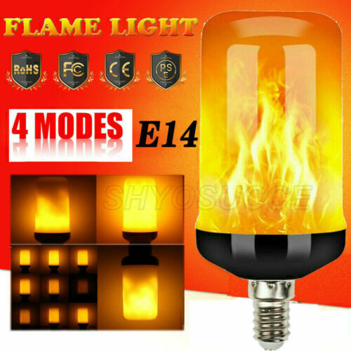 4× E14 LED Licht Fackel Feuer Lampe Flammen Effekt Glühbirne Flacker Birne Dekor - Bild 2 von 10