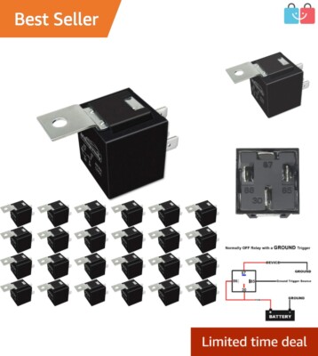 Reliable 4-Pin 12V Relays, 40/30 Amp   Perfect for Automotive Systems, 25 Pack