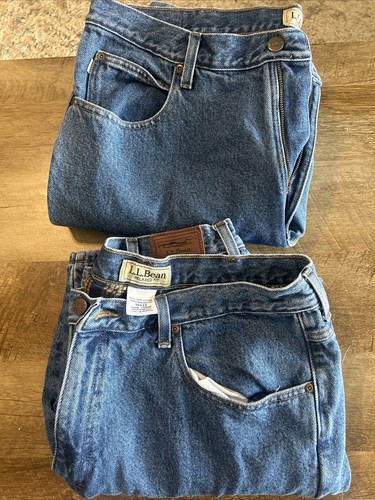 2 Pair LL Bean Relaxed Fit Flannel Lined Men’s Jeans 38x29