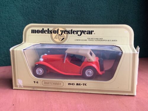 1945 MG-TC Y-8 Matchbox Models of Yesteryear Red black interior Tan Top - Picture 3 of 4