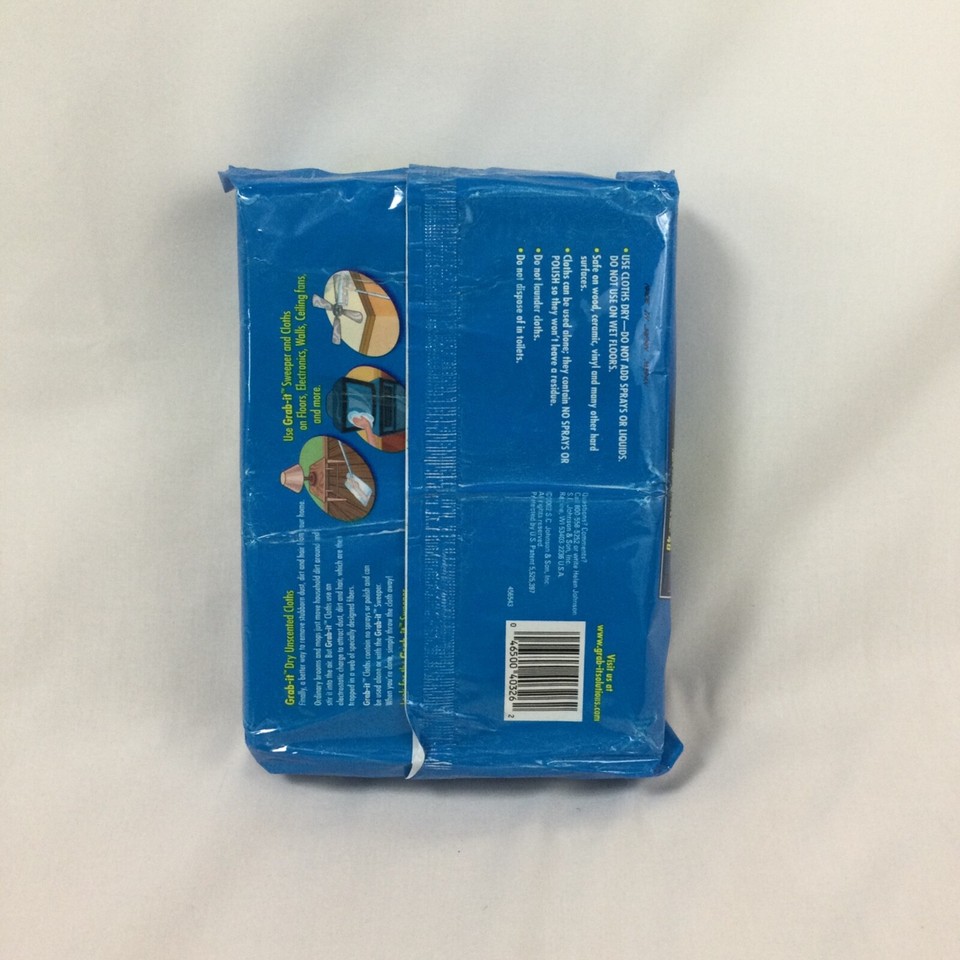 Pledge Grab It Dry Unscented Cloths 40 Ct, 8"x 11.5", Fits Swiffer