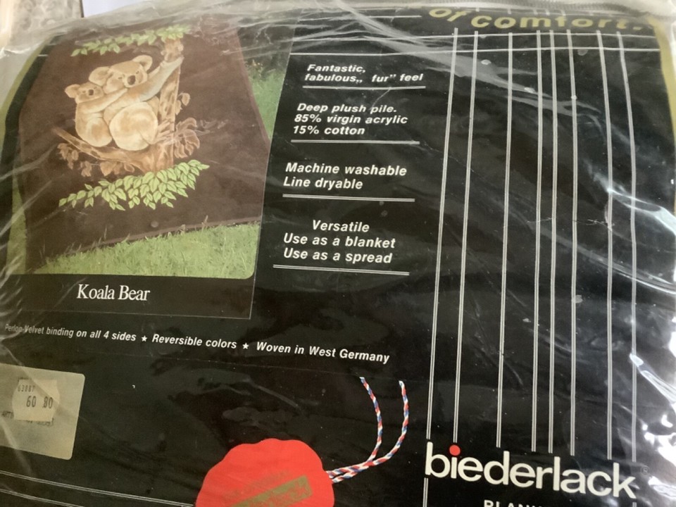 New Vintage Biederlack Blanket Koala Bear & cub 58” x 70” eBay